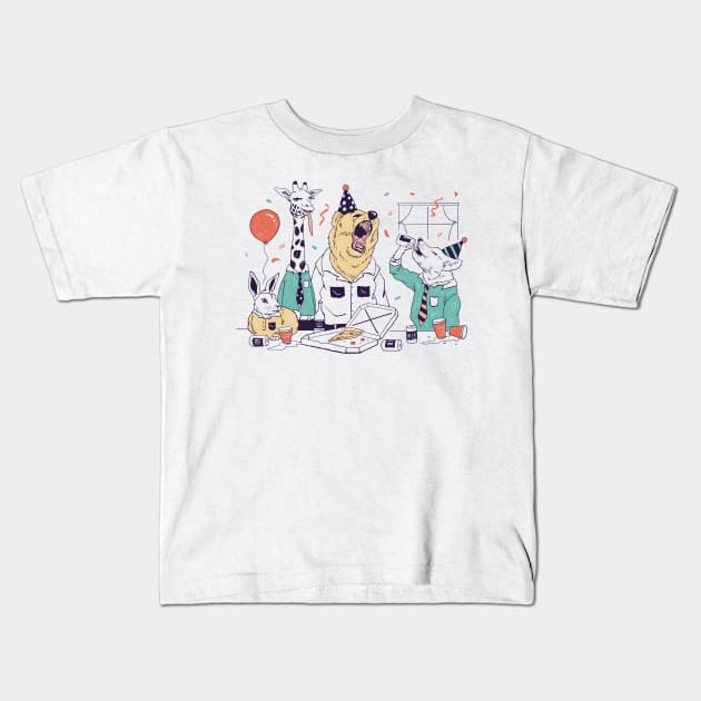 Party Animals! Kids T-Shirt by Vincent Trinidad Art